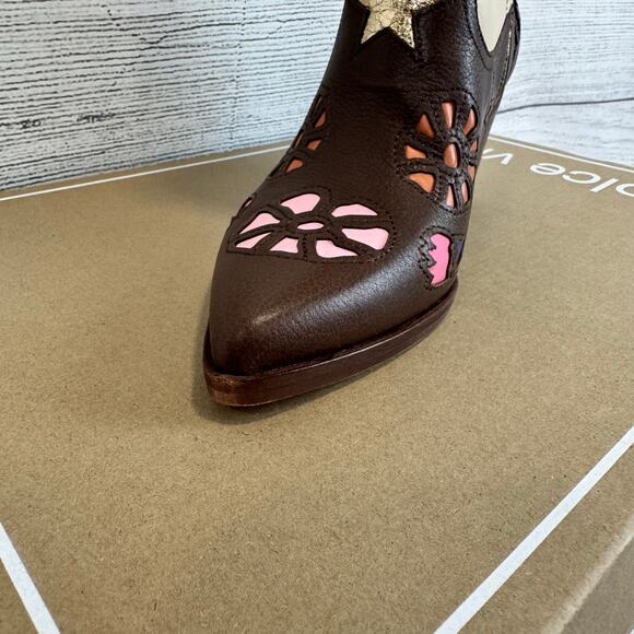 Dolce Vita Women's Brown Colorful Lassie Embossed Western Boots Size 9 - Picture 5 of 11